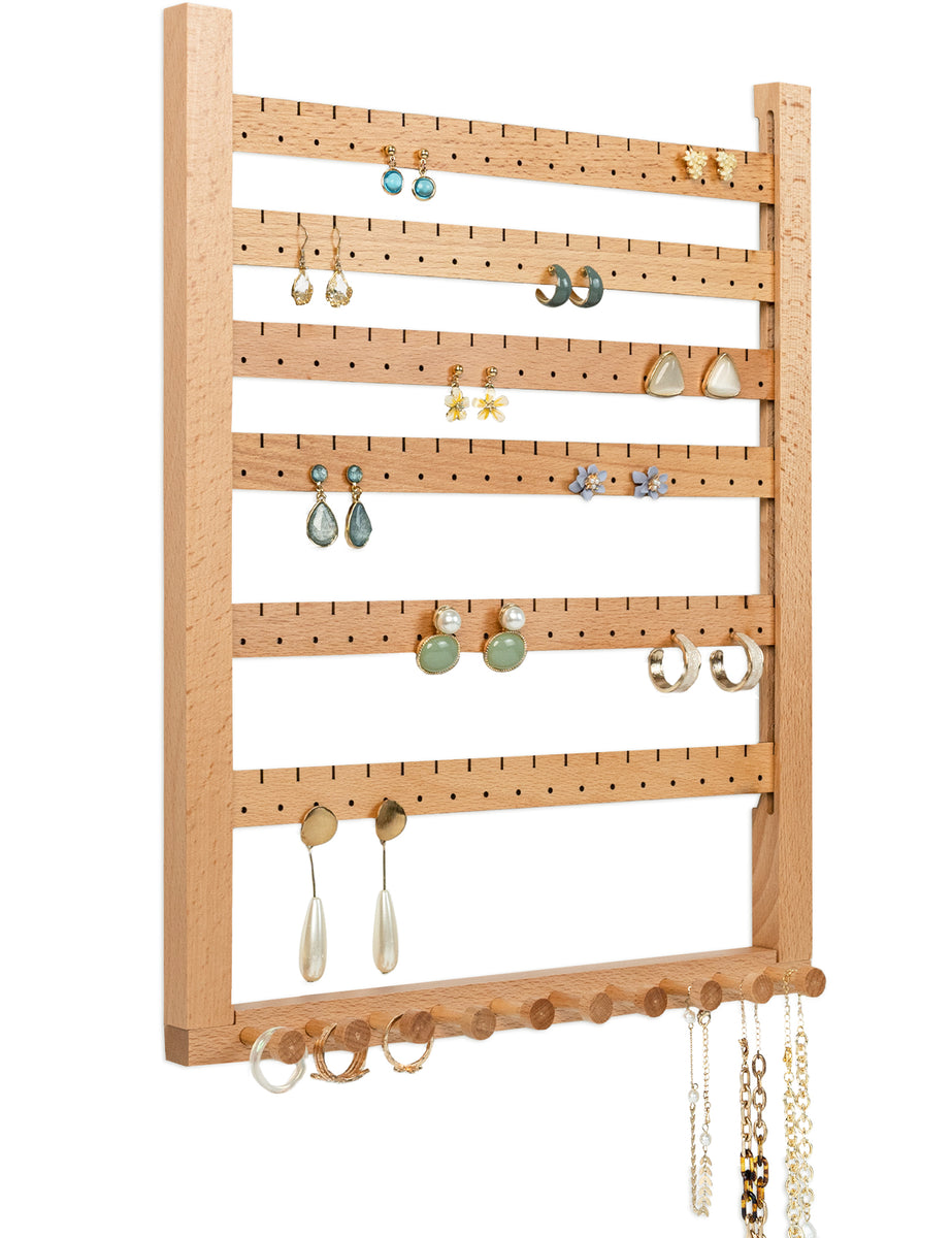 Heesch Wood Hanging Earring Holder Honeycomb Earring Organizer Wall Mounted  – Mymazn