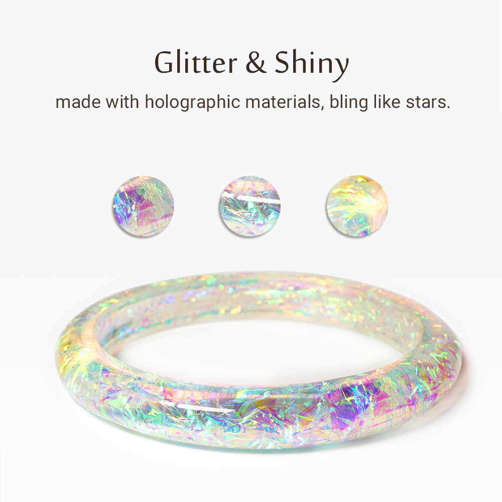 Mymazn 2.95'' Circle Key Ring Bracelet Holographic White