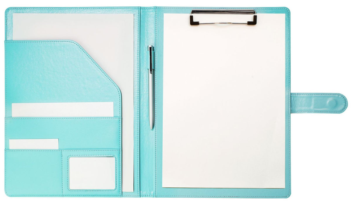 A4 Portfolio Folder with Clipboard 9.84×12.6(Pale Turquoise) – Mymazn