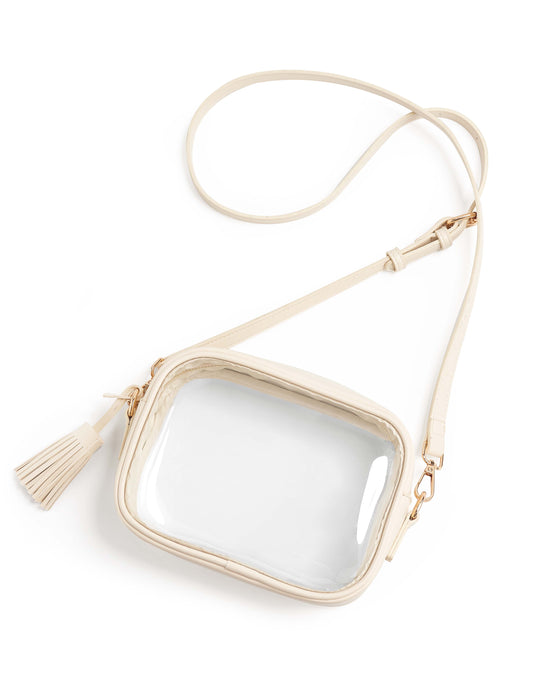 Clear Crossbody Bag with Adjustable Shoulder Strap (White)