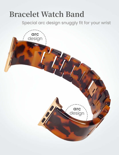 Brown Tortoise Resin Apple Watch Band (Buckle)