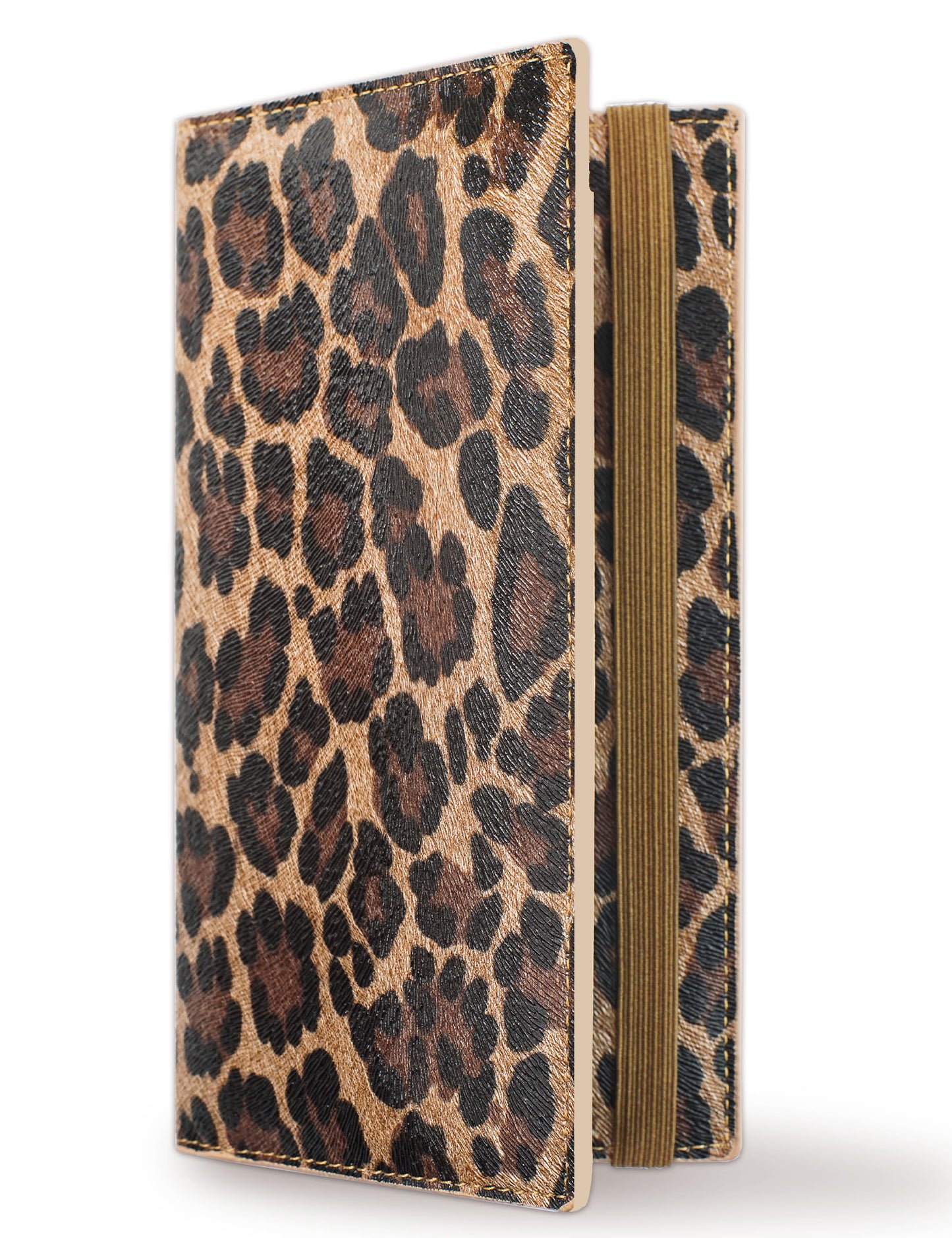 7"x3.5" Dark Leopard Vegan Leather Checkbook Cover