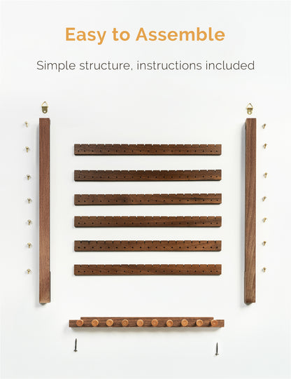 Easy Assemble Wood Earring Wall Holder (Walnut)