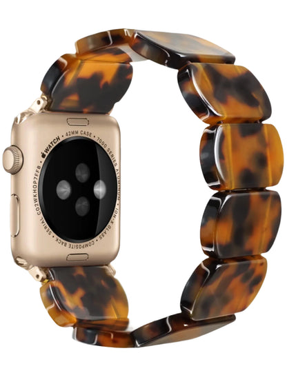 Brown Tortoise Resin Cute Apple Watch Band (Elastic)