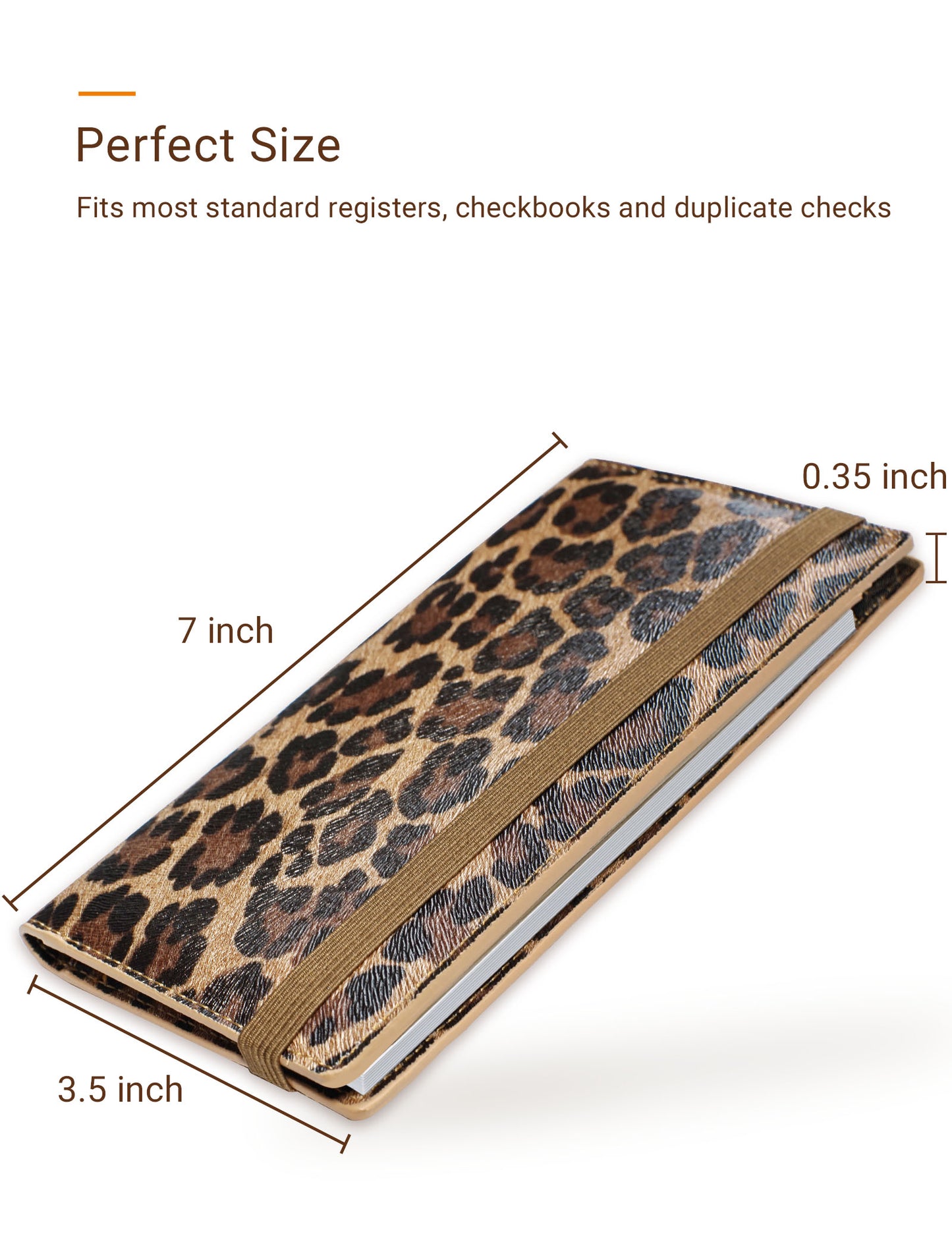 7"x3.5" Dark Leopard Vegan Leather Checkbook Cover