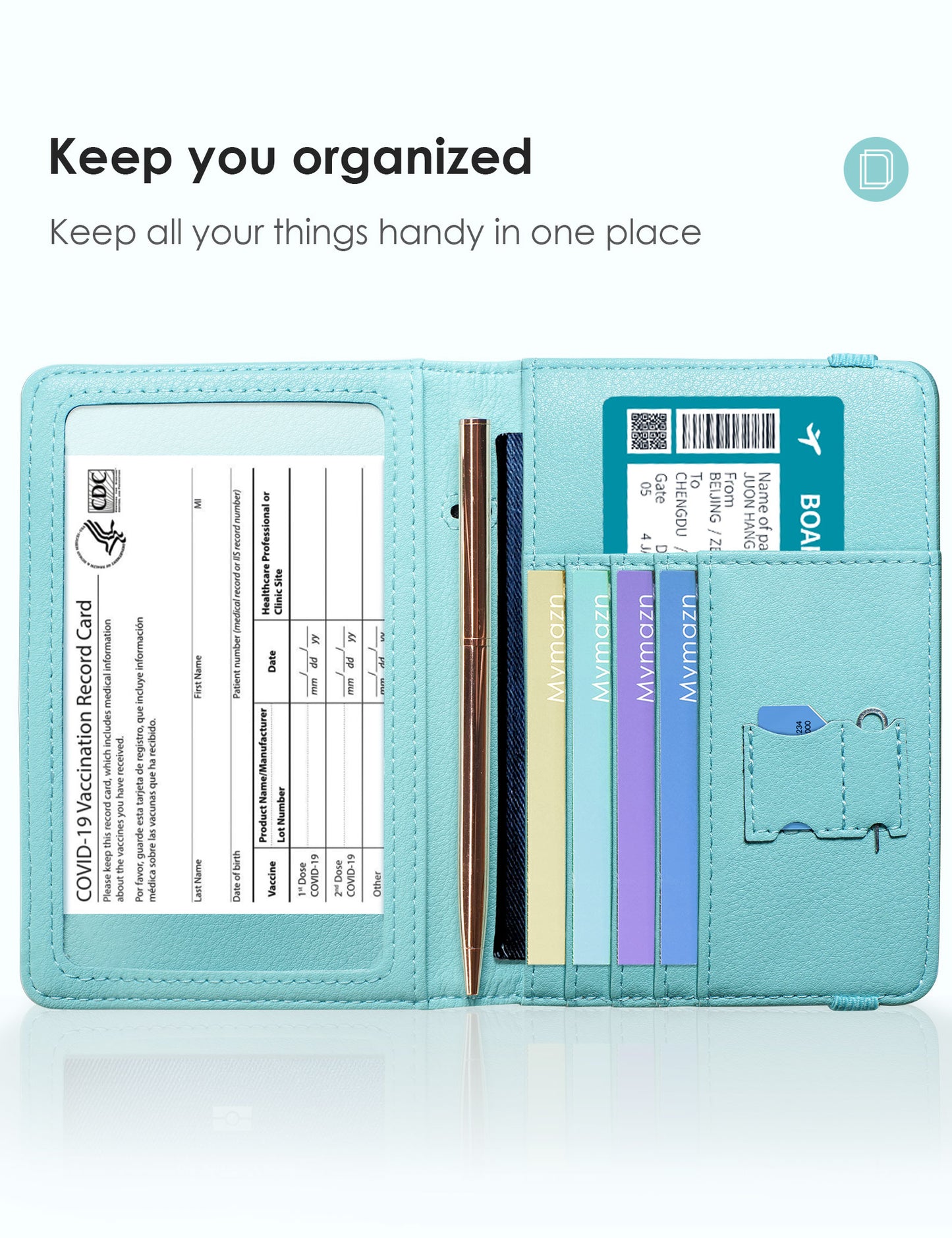 Pale Turquoise Passport Case Holder Wallet