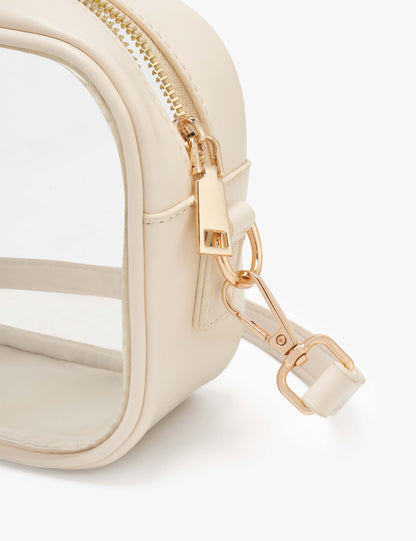 Clear Crossbody Bag with Adjustable Shoulder Strap (White)