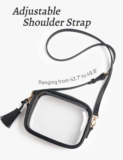 Clear Crossbody Bag with Adjustable Shoulder Strap (Black)