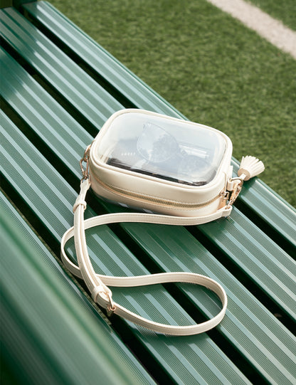 Clear Crossbody Bag with Adjustable Shoulder Strap (White)