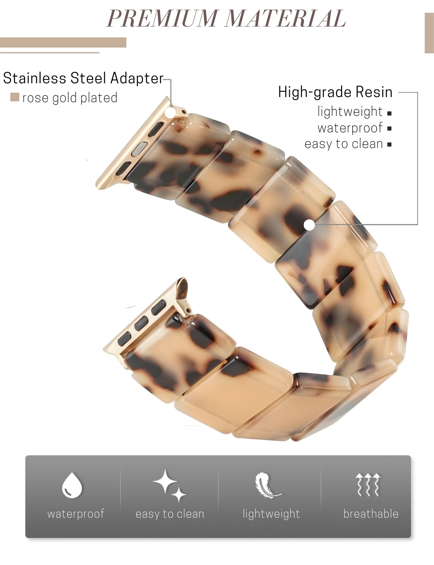 Blonde Tortoise Resin Apple Watch Band (Elastic)