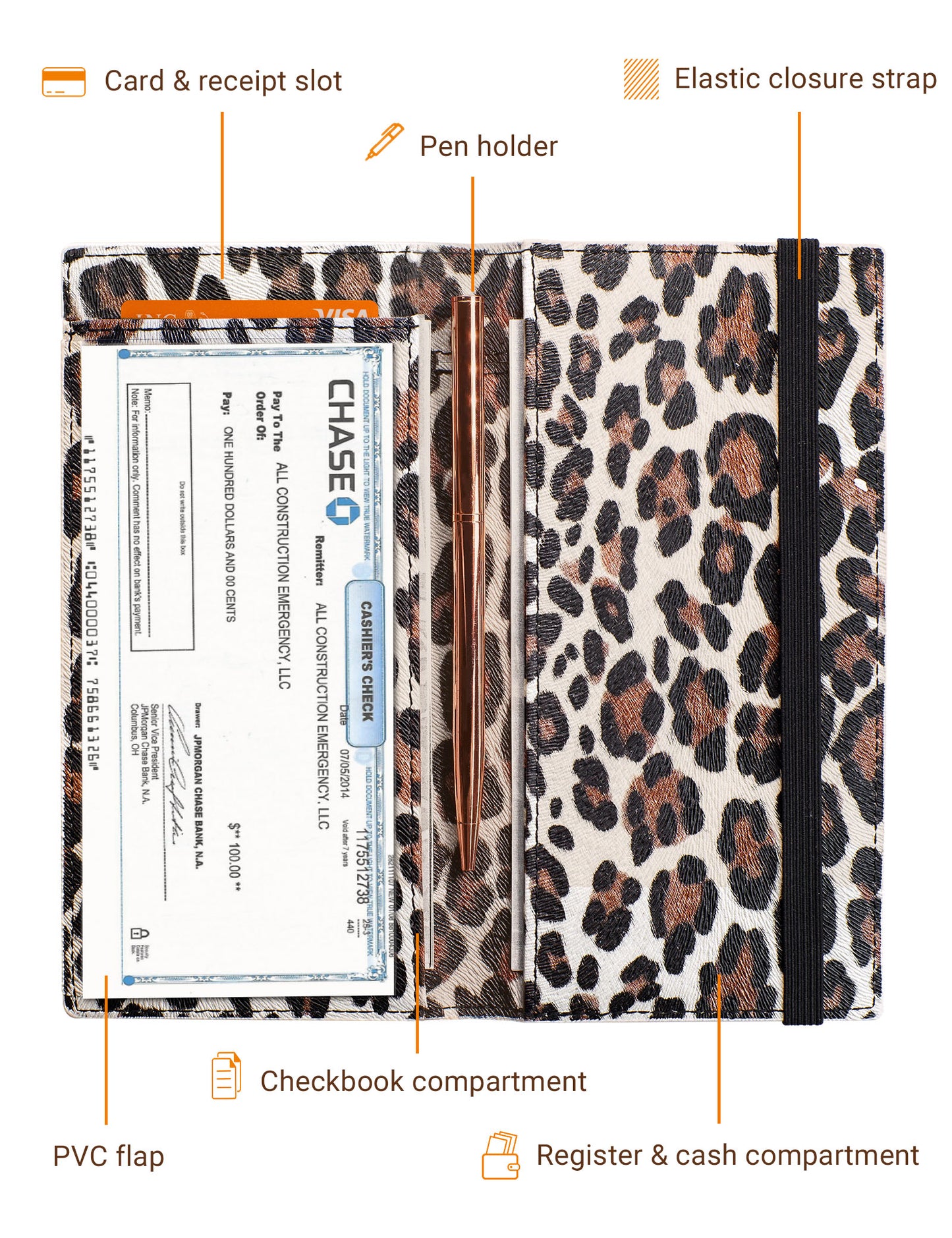 2-Pack Leopard Vegan Leather Checkbook Cover