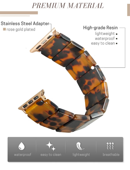 Brown Tortoise Resin Apple Watch Band (Elastic)