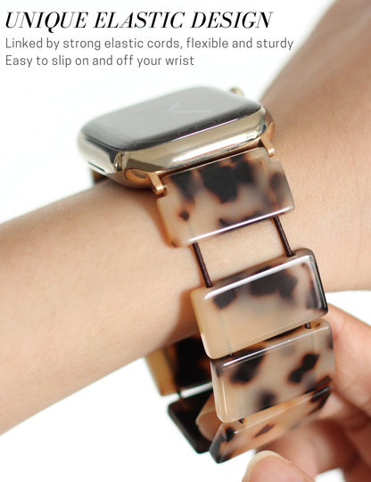 Blonde Tortoise Resin Apple Watch Band (Elastic)