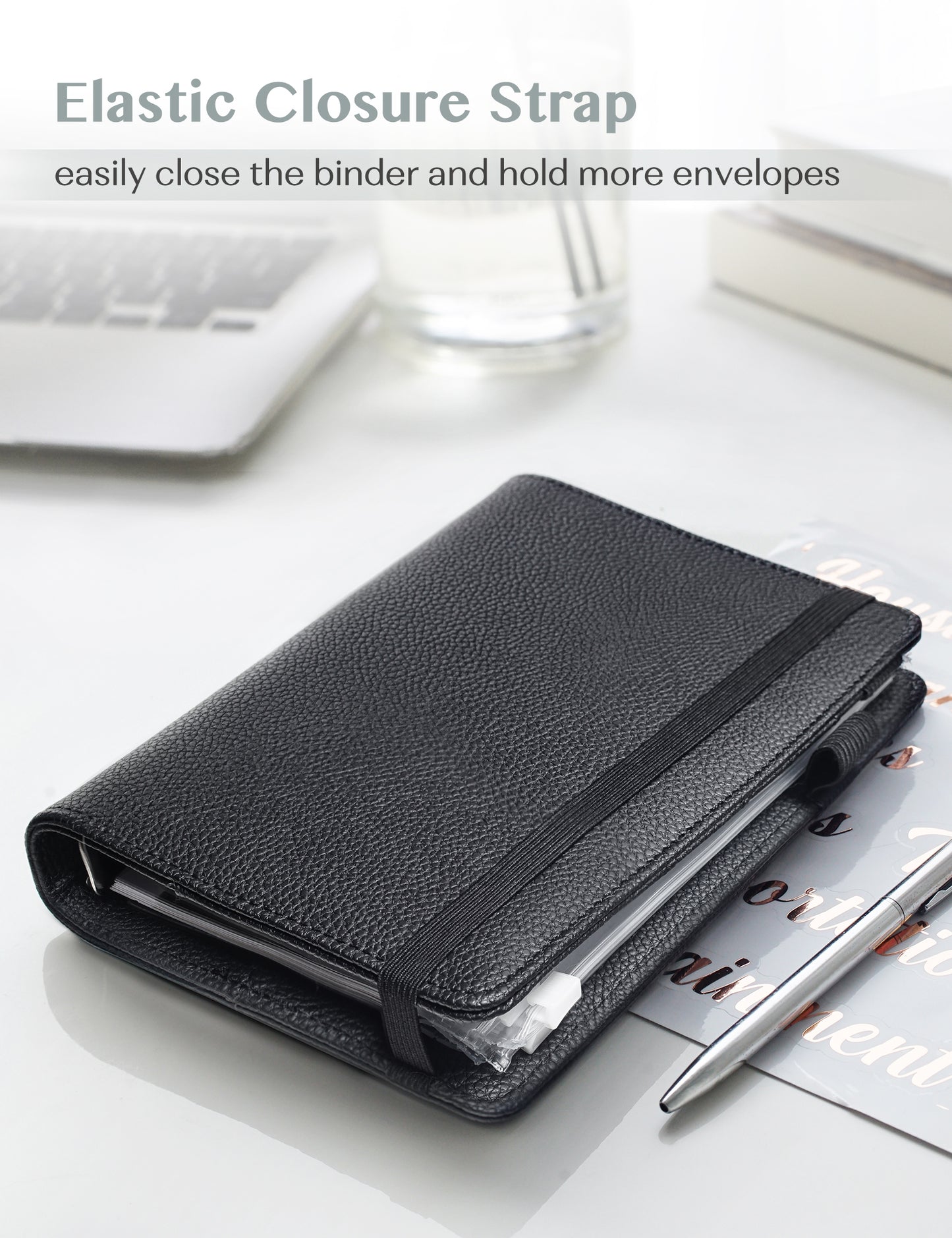 A6 Budget Binder for Money Saving Binder 10 Cash Pockets (Black)