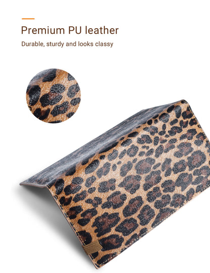 7"x3.5" Dark Leopard Vegan Leather Checkbook Cover