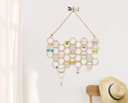 Beech Wood Honeycomb Earring Holder