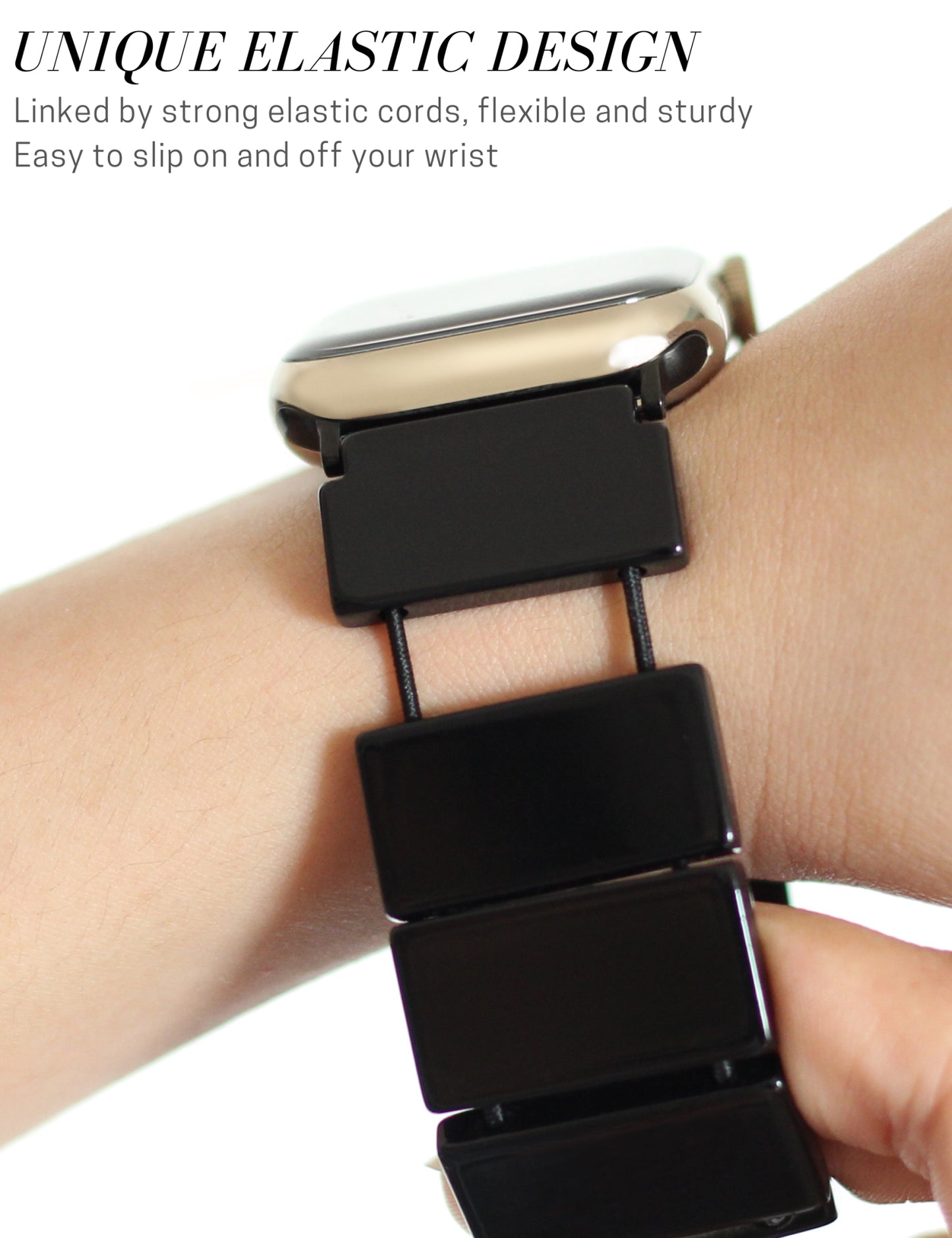 Black Resin Apple Watch Band (Elastic)