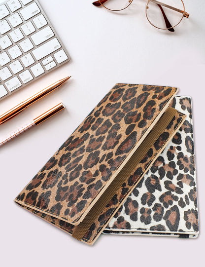 2-Pack Leopard Vegan Leather Checkbook Cover