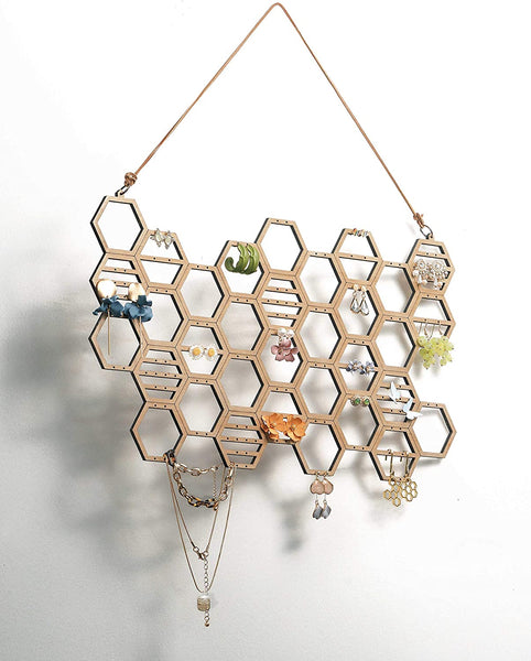 Beech Wood Honeycomb Earring Holder