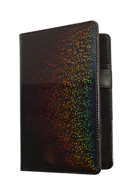 4.7x7.5" Holographic Glitter Black Server Book Wallet