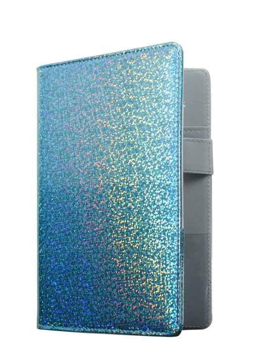 4.7x7.5" Holographic Glitter Blue Server Book Wallet