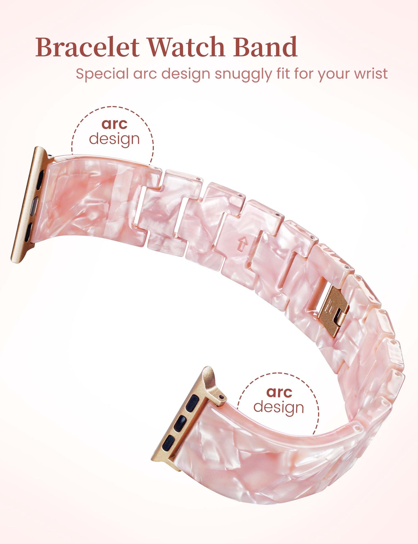 Mable Pink Resin Apple Watch Band (Buckle)