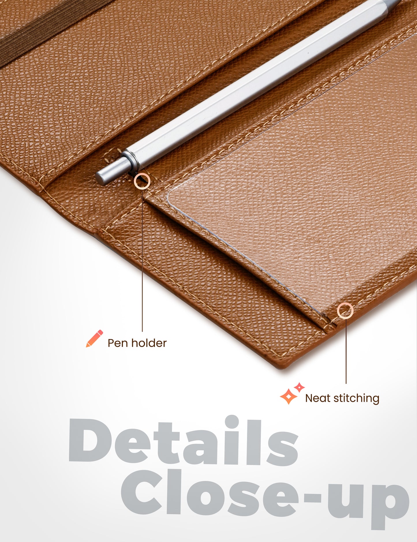 7"x3.7" Tan Vegan Leather Checkbook Cover