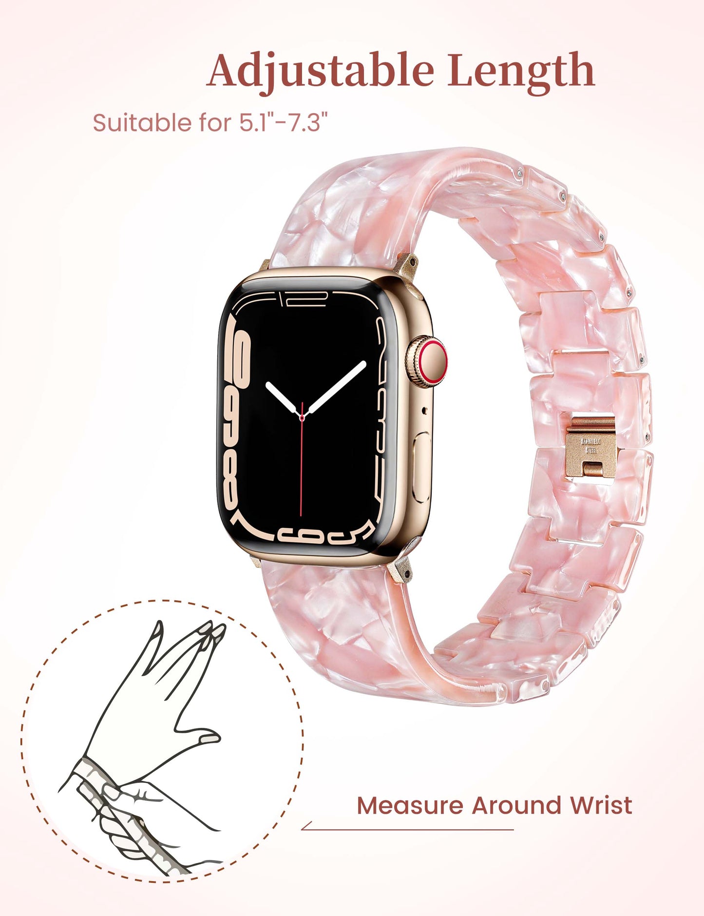 Mable Pink Resin Apple Watch Band (Buckle)