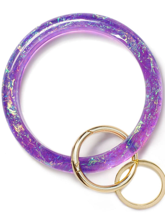 2.9'' Circle Key Ring Bracelet Holographic Purple