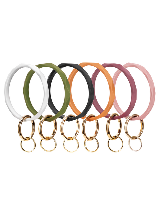 2.95" Silicone Round Key Ring Bracelet Oversize Keychain Bangle (6-Pack)