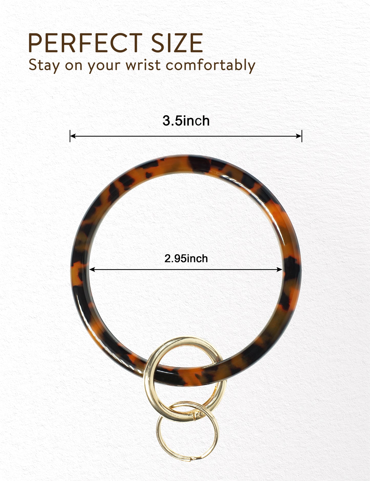 2.95" Acetate Round Key Ring Bracelet(Red Tortoise)