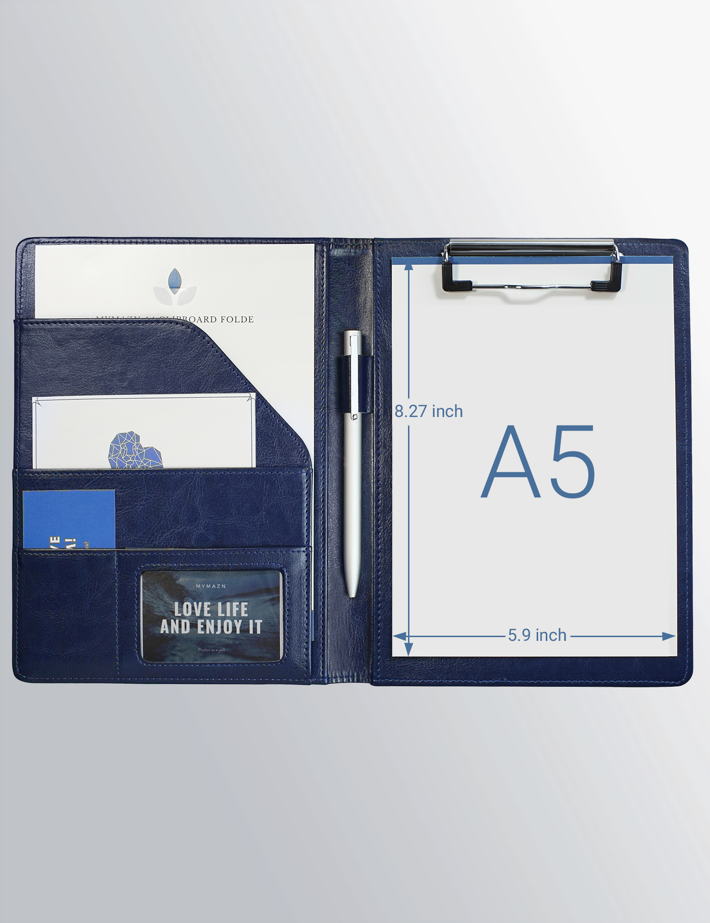 A5 Portfolio Folder with Clipboard 7x9.3"(Blue)