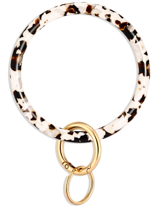 2.9" Acetate Round Key Ring Bracelet (Nougat )