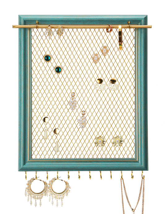 Rustic Wall Mounted Jewelry Holder (Green)