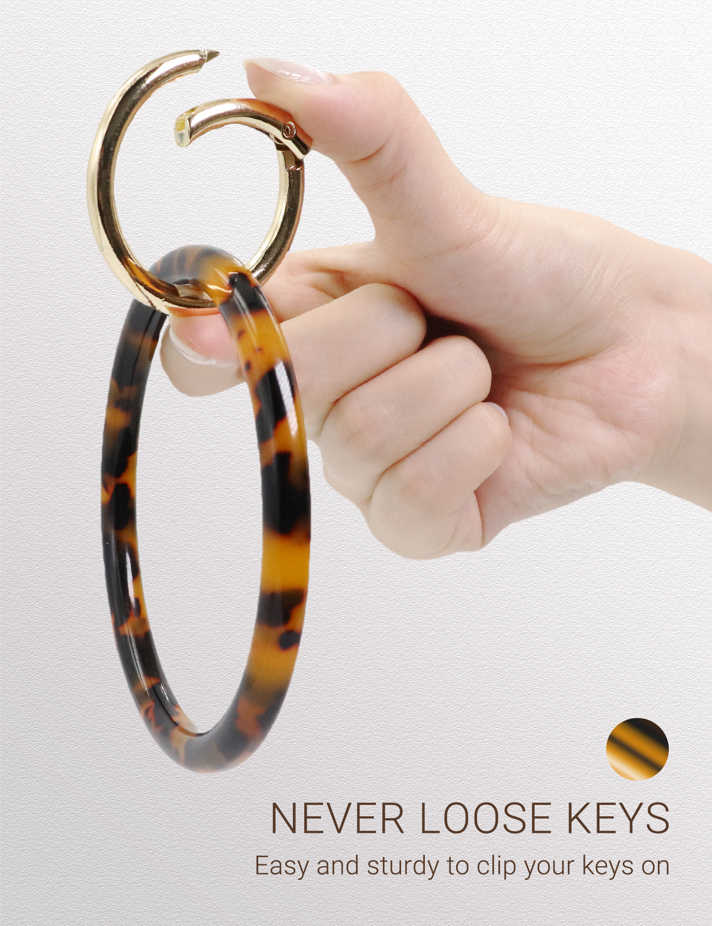 2.9" Acetate Round Key Ring Bracelet (Classic Tortoise)