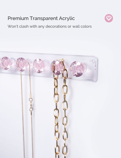 Necklace Holder Hanger Diamond Hooks (Pink)