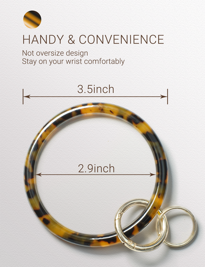 2.9" Acetate Round Key Ring Bracelet (Classic Tortoise)