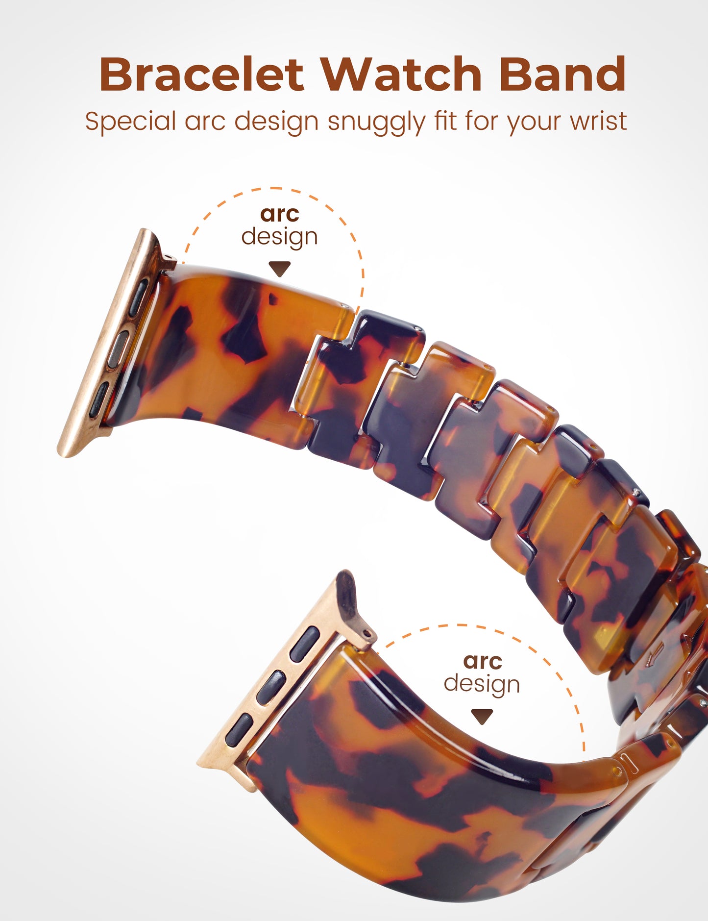 Brown Tortoise Resin Apple Watch Band (Magnetic)