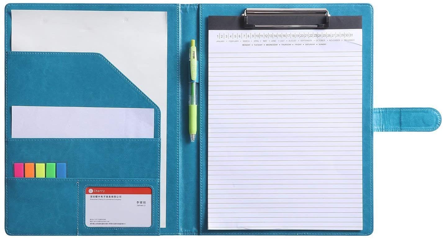 A4 Portfolio Folder with Clipboard 9.84"×12.6"(Turquoise)