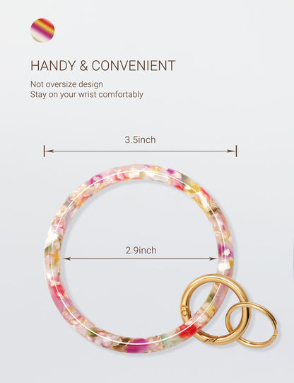 2.9" Acetate Round Key Ring Bracelet (Floral)