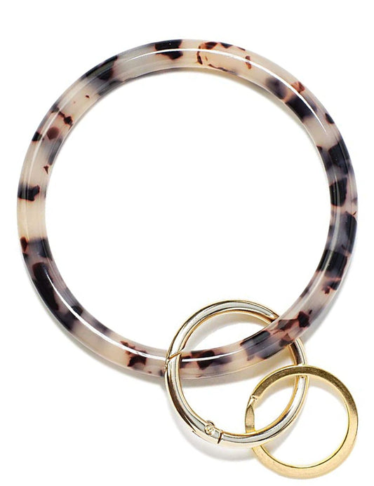 2.9" Acetate Round Key Ring Bracelet (Tortoise)