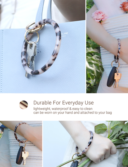 2.9" Acetate Round Key Ring Bracelet (Tortoise)