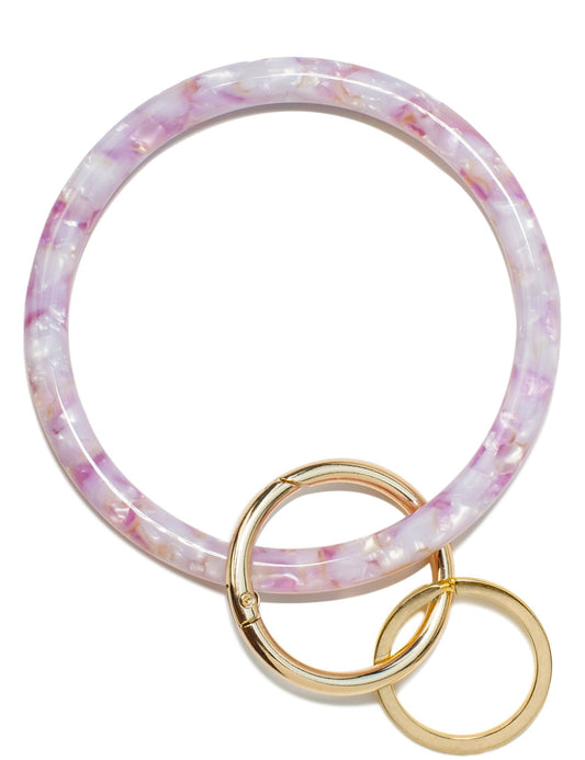 2.9" Acetate Round Key Ring Bracelet (Light Pink)