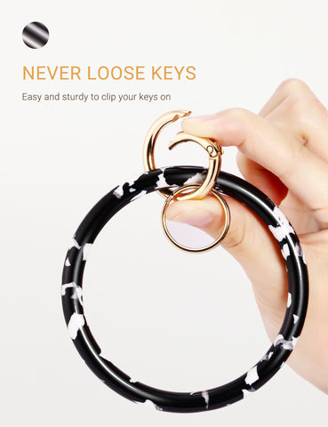 2.9 Acetate Round Key Ring Bracelet (Marble Black) – Mymazn