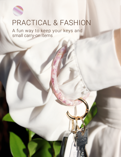 2.9" Acetate Round Key Ring Bracelet (Light Pink)