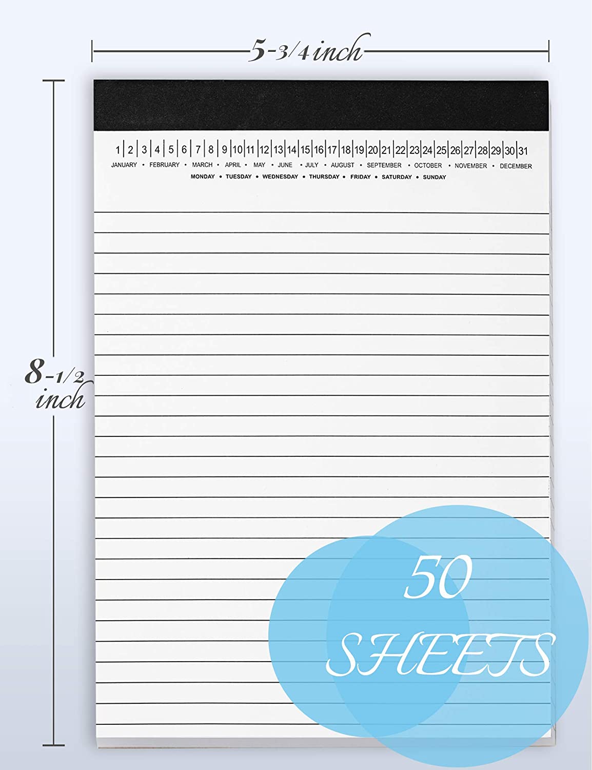 A5 Legal Pad Write Paper with Date 5-3/4"x 8-1/2"