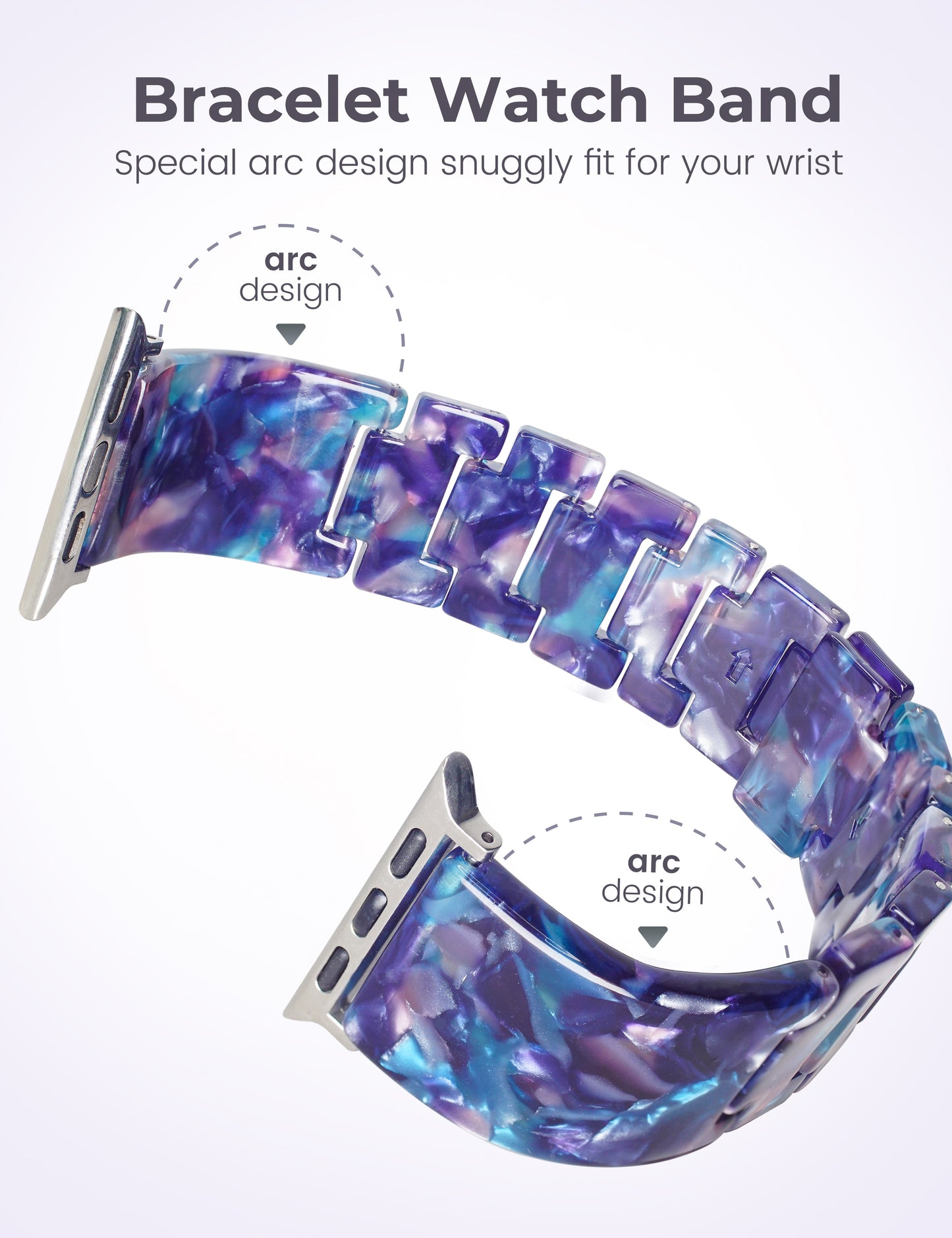 Blue & Purple Resin Apple Watch Band (Magnetic)