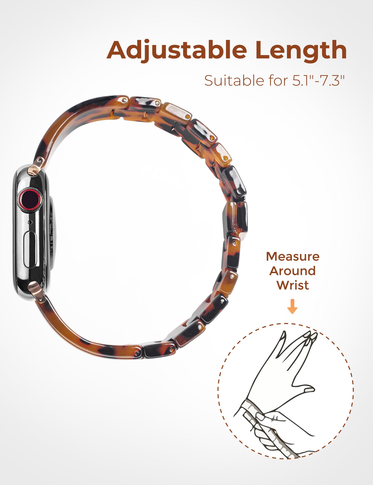 Brown Tortoise Resin Apple Watch Band (Magnetic)