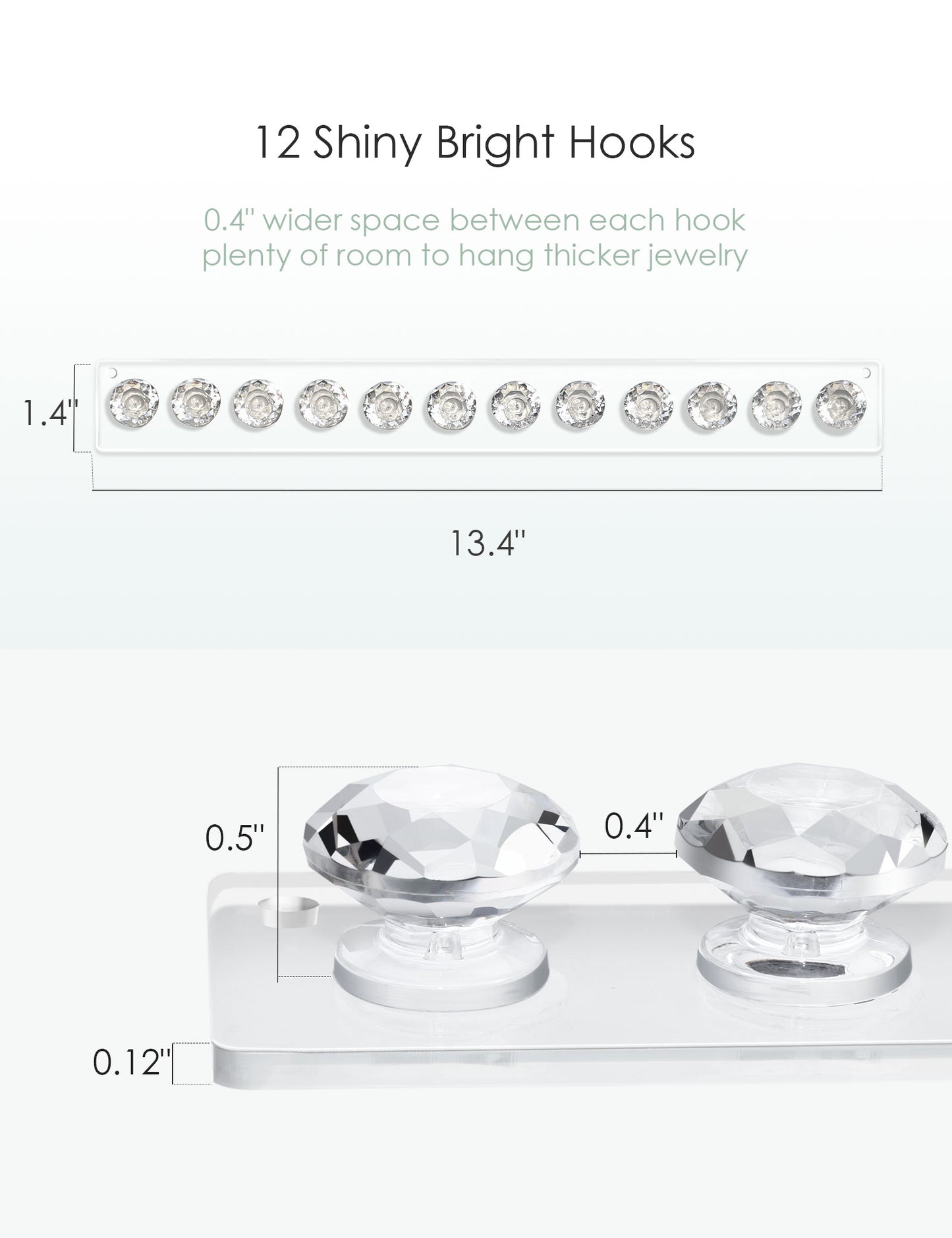 Necklace Holder Hanger Diamond Hooks (Clear)