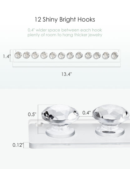 Necklace Holder Hanger Diamond Hooks (Clear)